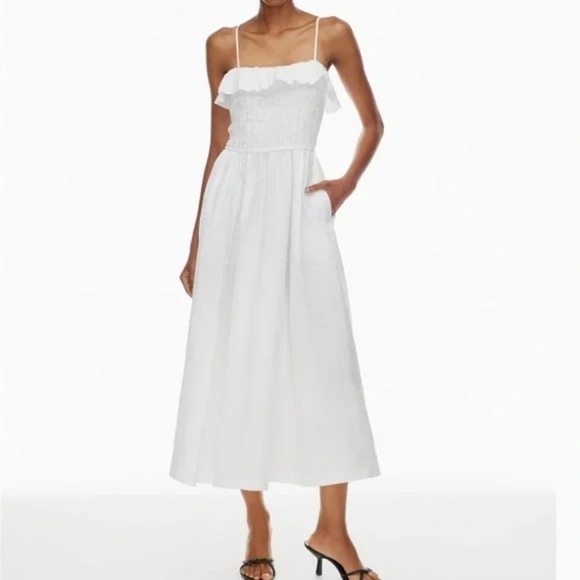 Aritzia Wilfred Portea Linen Dress White - Picture 1 of 8